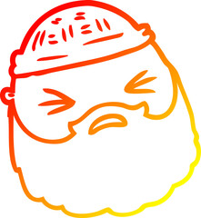 warm gradient line drawing cartoon male face with beard