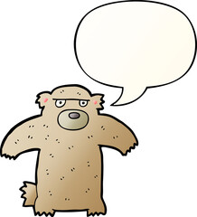 cartoon bear and speech bubble in smooth gradient style