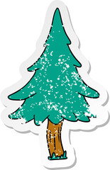 distressed sticker cartoon doodle of woodland pine trees