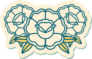 tattoo style sticker of a bouquet of flowers