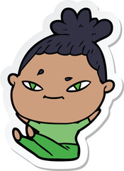 sticker of a cartoon woman
