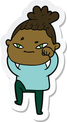 sticker of a cartoon woman