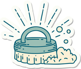 sticker of tattoo style scrubbing brush