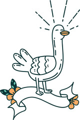 banner with tattoo style sea bird