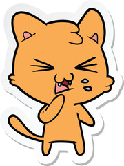 sticker of a cartoon hissing cat