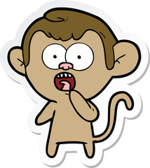 sticker of a cartoon shocked monkey