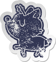 Obraz premium distressed old sticker of kawaii cute deer