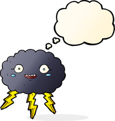 happy cartoon rain cloud with thought bubble