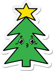 sticker of a cute cartoon christmas tree