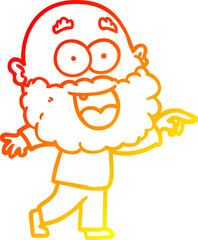 warm gradient line drawing cartoon crazy happy man with beard