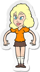 sticker of a cartoon pretty woman