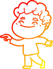 warm gradient line drawing cartoon friendly man