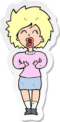 sticker of a cartoon screaming woman