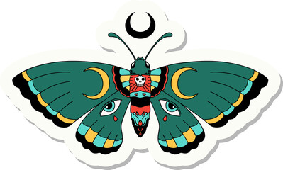 tattoo style sticker of a moth