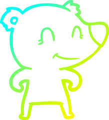 cold gradient line drawing smiling bear cartoon