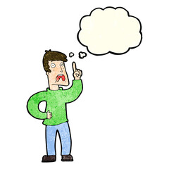 cartoon man with complaint with thought bubble
