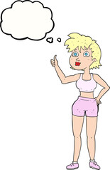 thought bubble cartoon happy gym woman