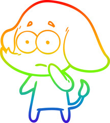 rainbow gradient line drawing cartoon unsure elephant