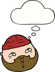 cartoon male face with beard and thought bubble