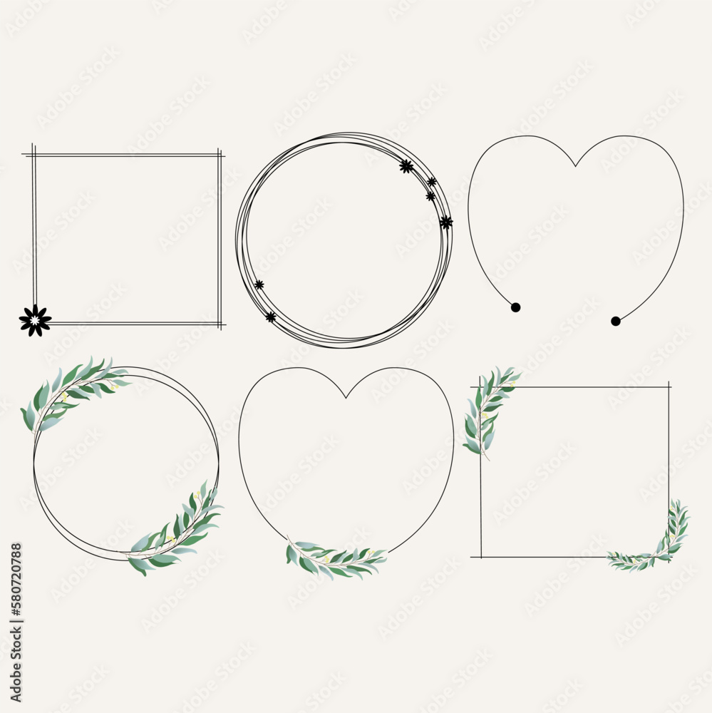 Wall mural Floral wreath vector collection. Frame flower - Wall murals