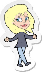 sticker of a stress free woman cartoon