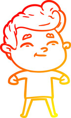 warm gradient line drawing happy cartoon man