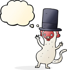 cartoon monkey in top hat with thought bubble