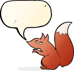 cartoon red squirrel with speech bubble
