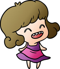 gradient cartoon of cute kawaii girl