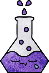 retro grunge texture cartoon science beaker