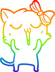 rainbow gradient line drawing cartoon cat