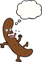 cartoon sausage with thought bubble