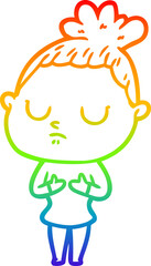 rainbow gradient line drawing cartoon calm woman