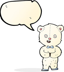 cartoon teddy polar bear with speech bubble