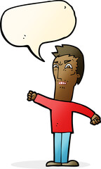 cartoon annoyed man with speech bubble