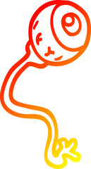 warm gradient line drawing gross cartoon eyeball