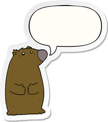 cartoon bear and speech bubble sticker