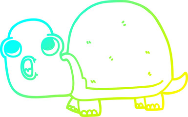 cold gradient line drawing cartoon shocked turtle