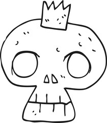 black and white cartoon skull with crown
