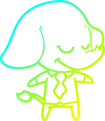 cold gradient line drawing cartoon smiling elephant manager