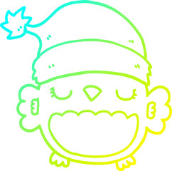 cold gradient line drawing cute christmas owl