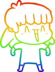 rainbow gradient line drawing cartoon woman