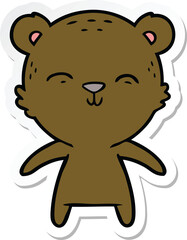 sticker of a happy cartoon bear