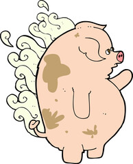 cartoon fat smelly pig