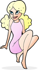 cartoon attractive woman posing