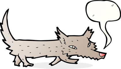 cartoon little wolf with speech bubble