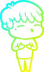 cold gradient line drawing cartoon frustrated man