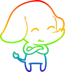 rainbow gradient line drawing cute cartoon elephant