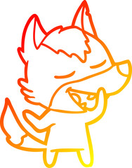 warm gradient line drawing cartoon wolf laughing