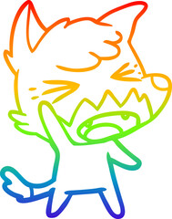 rainbow gradient line drawing angry cartoon fox